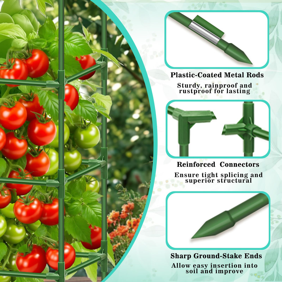 Riare connecting rods streamline assembly for strong garden supports.