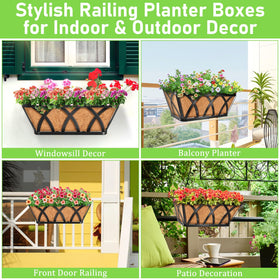 Riare railing planters elevating outdoor spaces on decks, porches, and entryways.