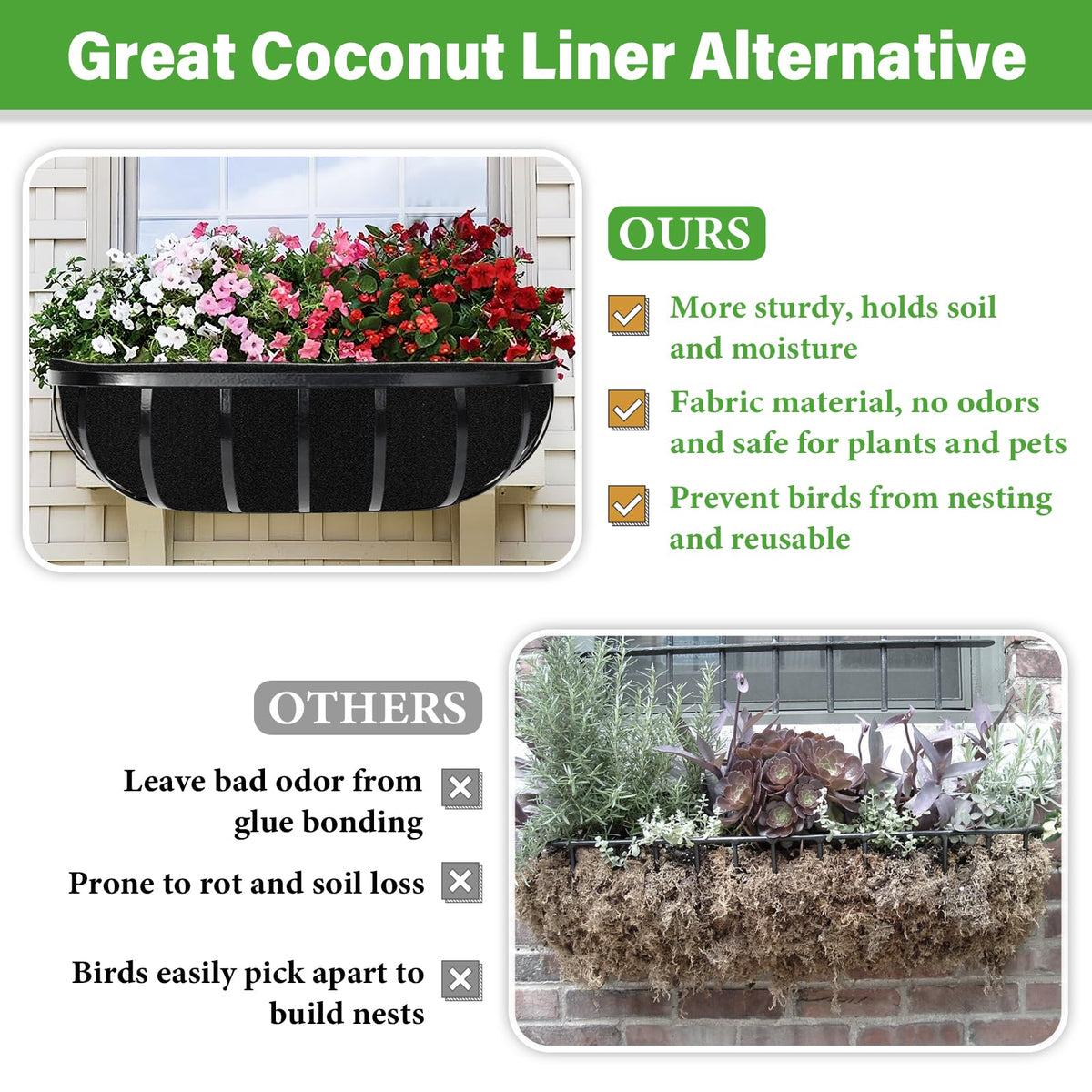 Riare pre-formed liner simplifies placement in baskets for easy planting.