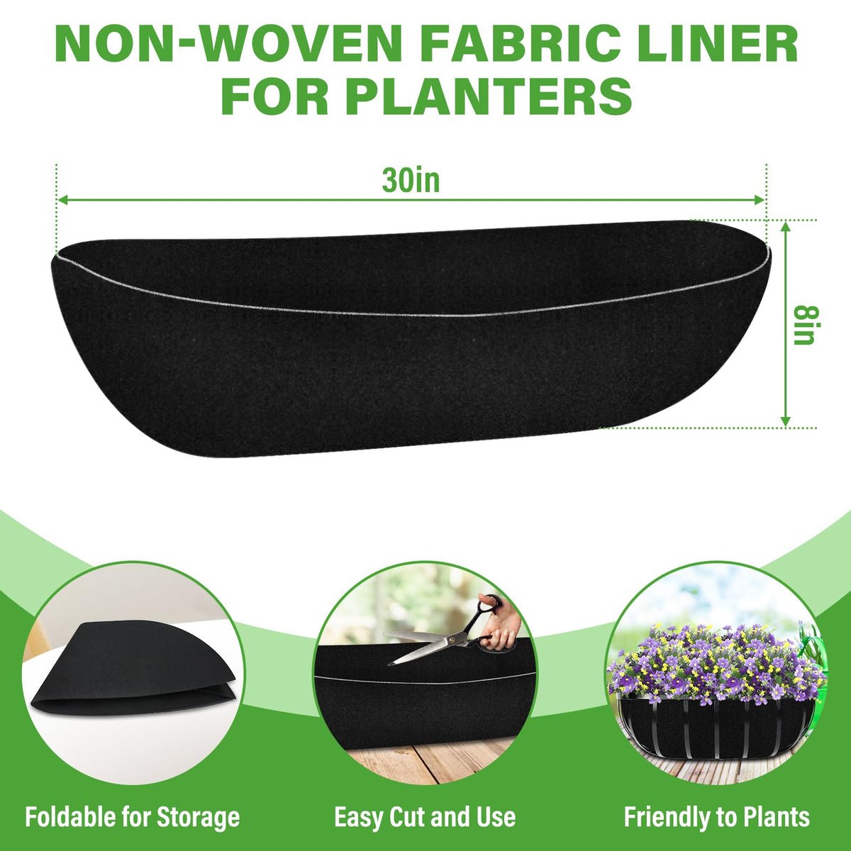 Riare heavy-duty non-woven fabric liner strengthens baskets and reduces wear.
