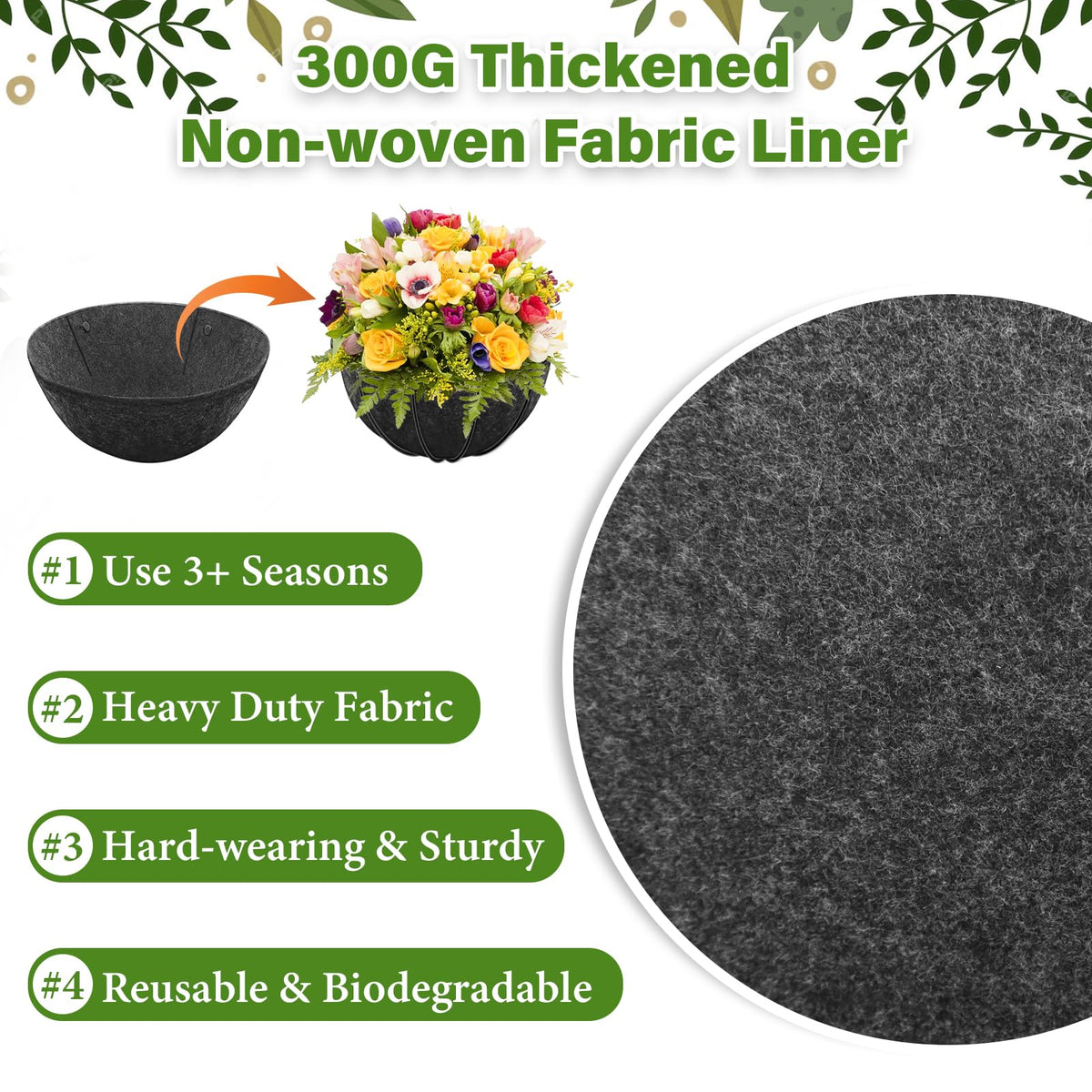 Riare non-woven 300g fabric liner offers odor-free safety for family and pets.