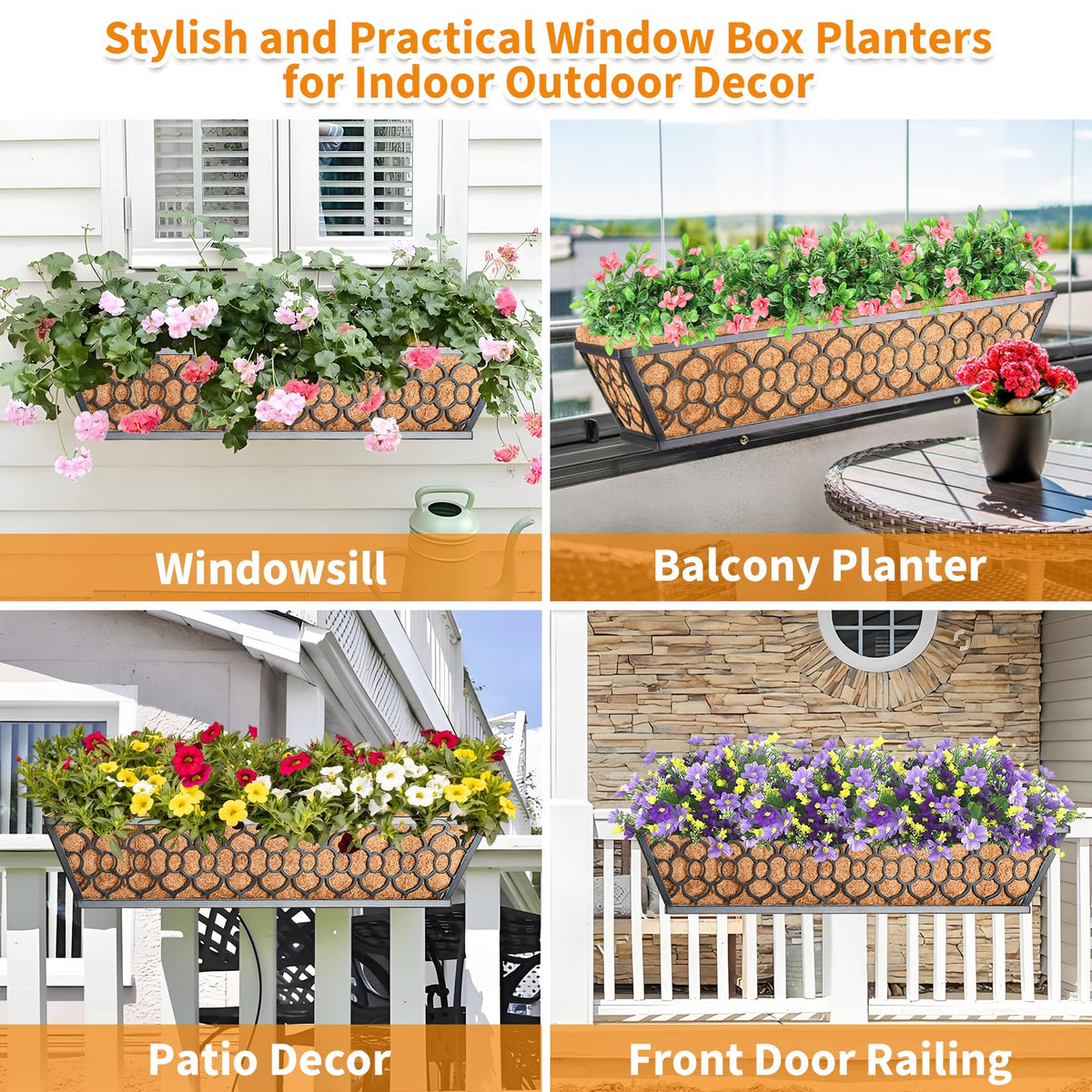 Riare outdoor balcony planter decorates porches with rustic charm