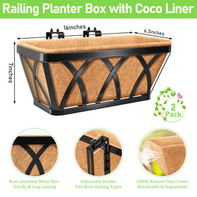 Riare railing planter coco liner close-up showing breathability and drainage for healthy roots.
