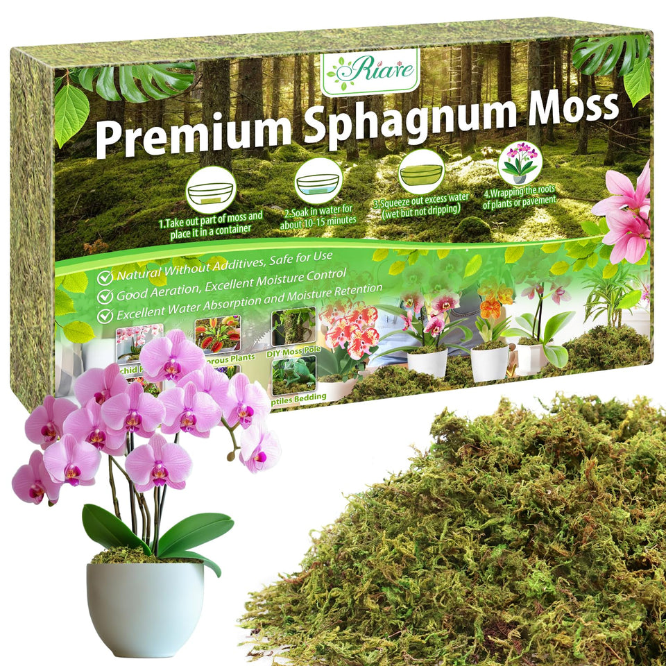 Riare sphagnum moss brick before soaking, ready to expand for moisture retention.