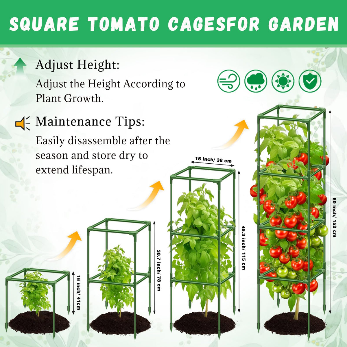 Riare square tomato cage connections kit enables customizable, sturdy trellises.