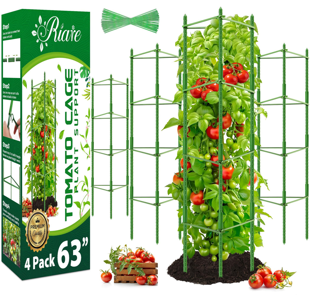 Riare tomato cages being assembled for vertical garden support