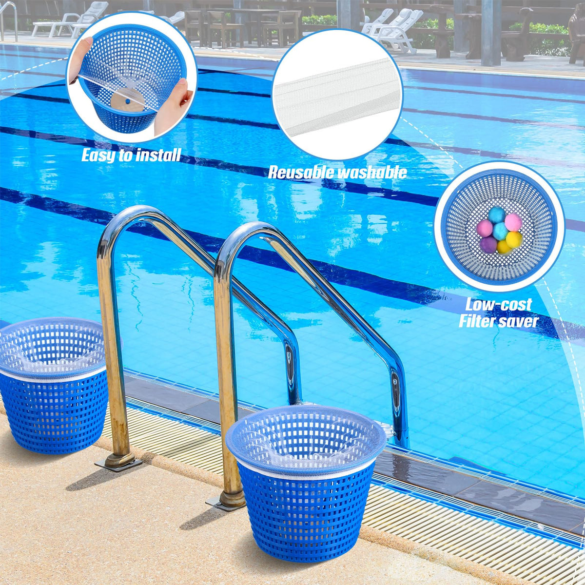 Ribbonlic pool skimmer socks suitable for home, public pools and spas