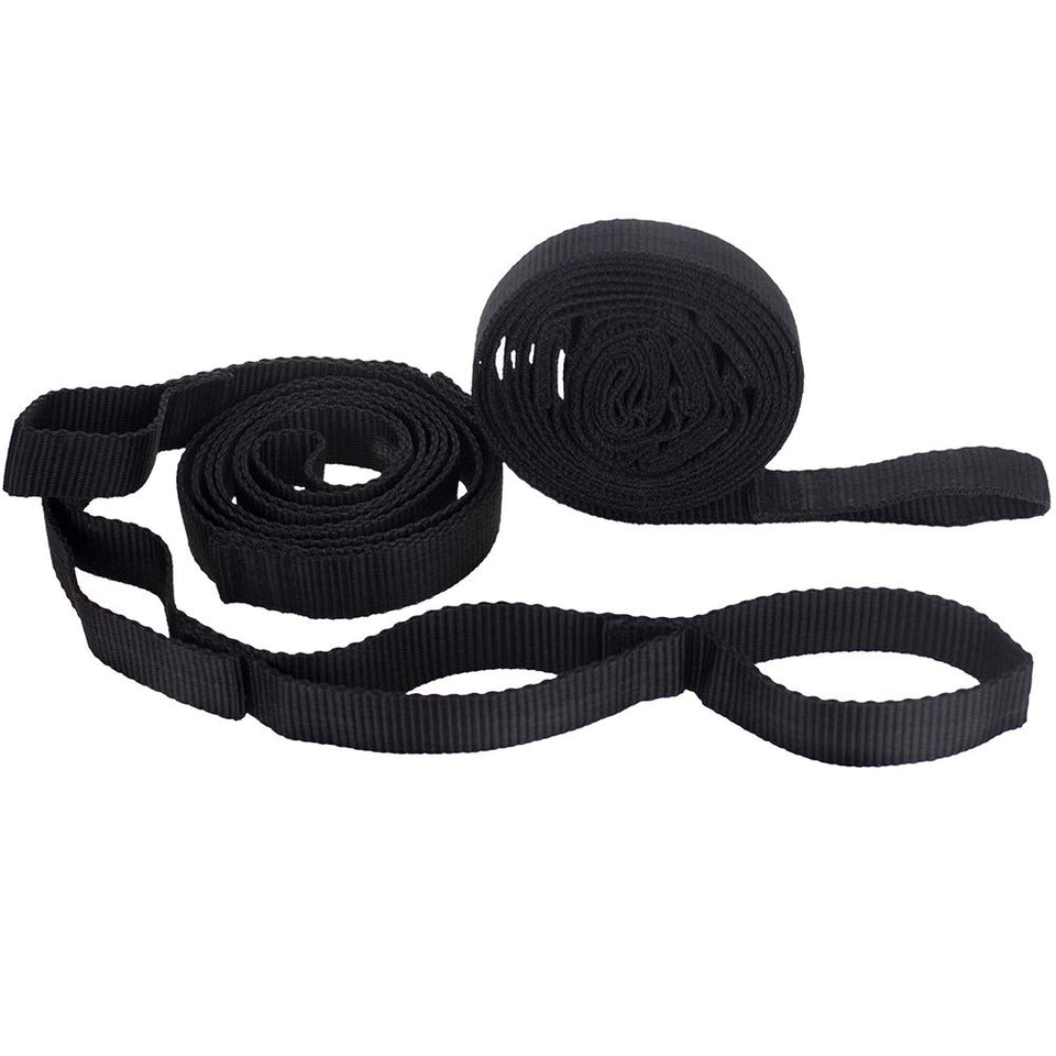 RICH hammock straps 200 cm in use for outdoor relaxation with tree mounting