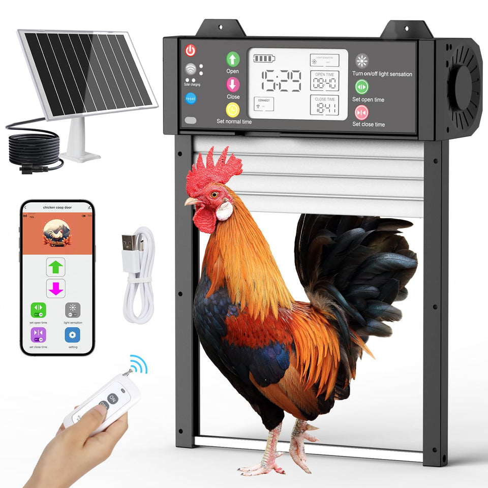 Richday automatic chicken coop door front view showing secure access for flock care