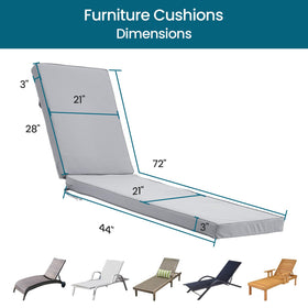 RICHRYCE chaise cushions with 3-inch thick high-density foam for lasting comfort.