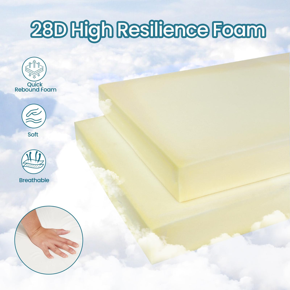 RICHRYCE outdoor cushions feature a waterproof outer layer for all-season use.