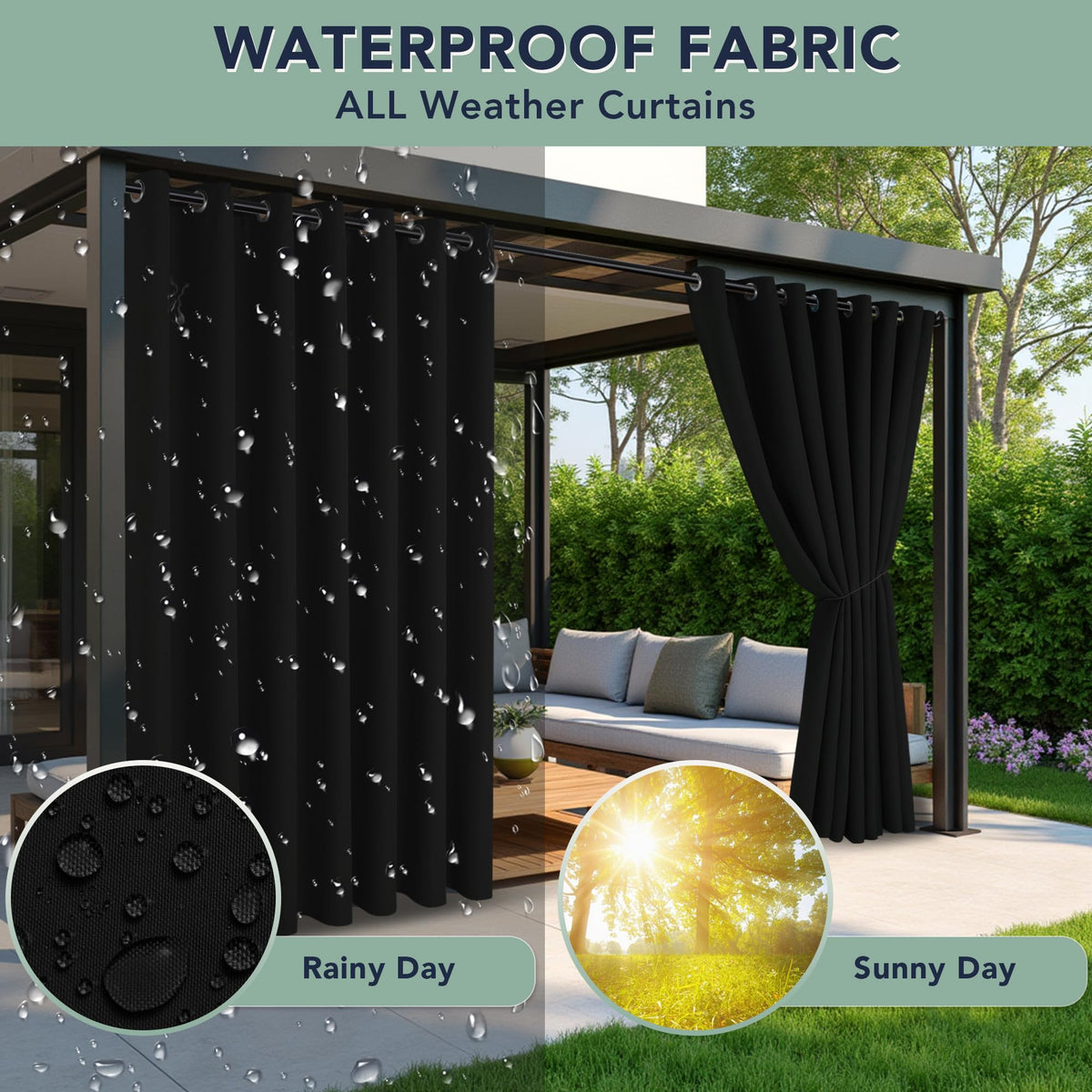 RichSets privacy outdoor curtain creating a secluded garden perimeter.