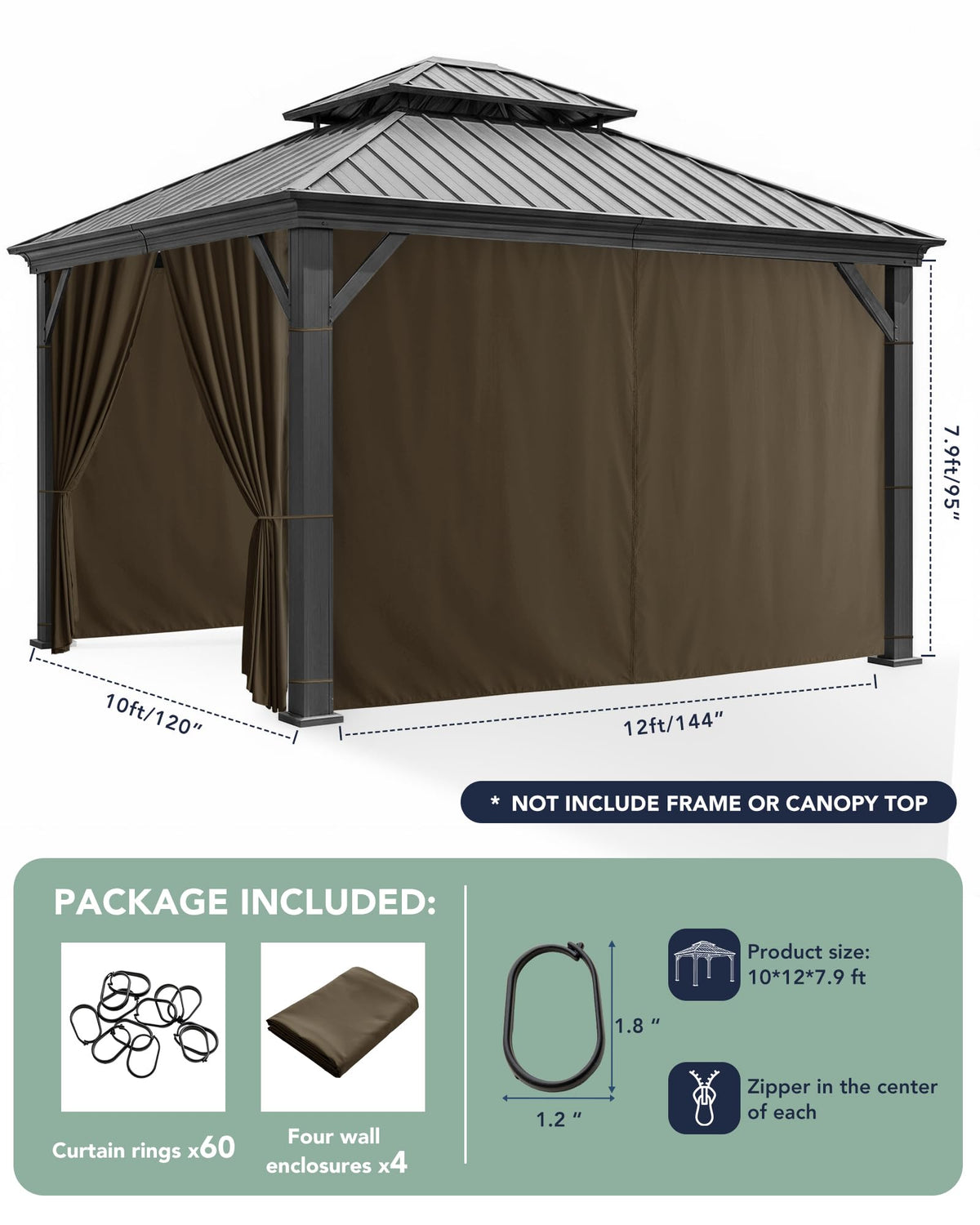 RichSets Gazebo Curtains universal rings enable quick, secure installation.
