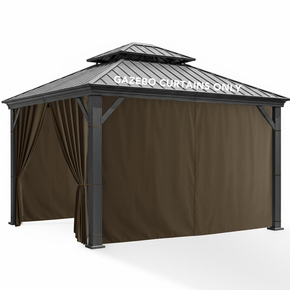 RichSets Gazebo Curtains waterproof 4-panel protection for rain and sun outdoors.