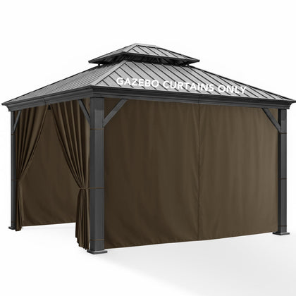 RichSets Gazebo Curtains waterproof 4-panel protection for rain and sun outdoors.