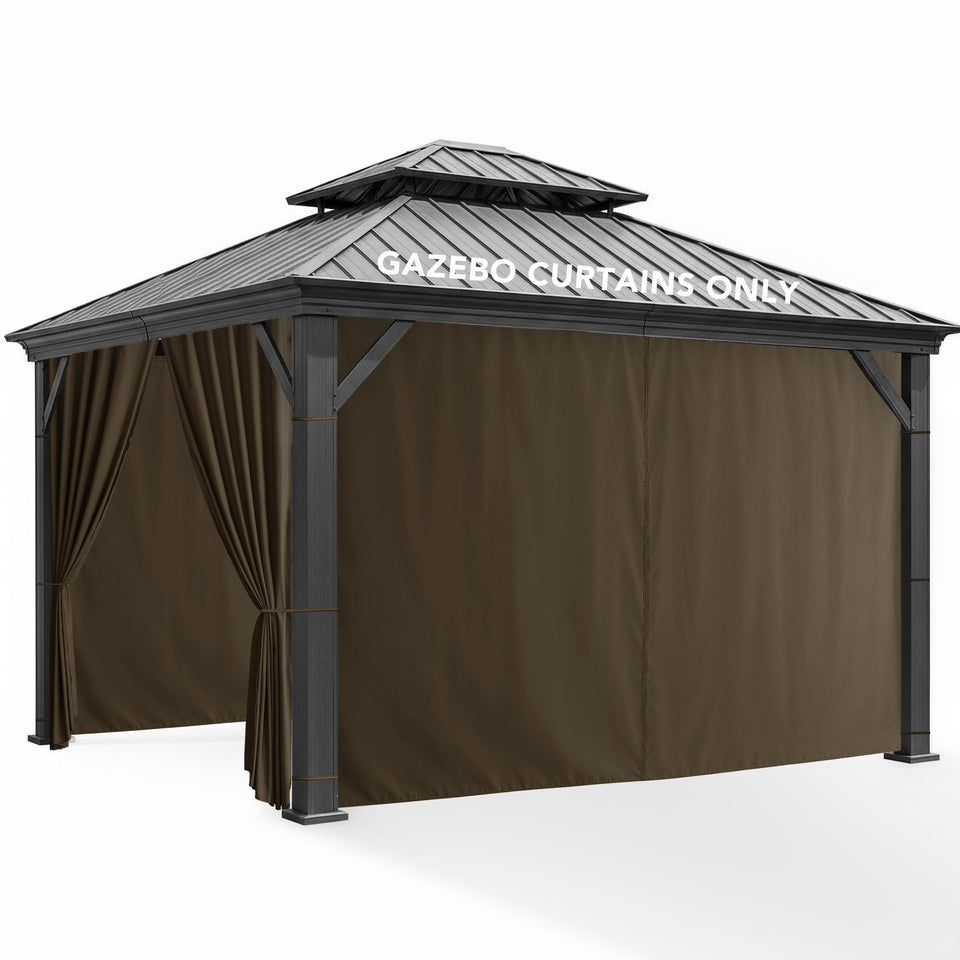 RichSets Gazebo Curtains waterproof 4-panel protection for rain and sun outdoors.