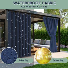 RichSets outdoor-curtains-grommet-top-navy enable easy installation and smooth sliding.