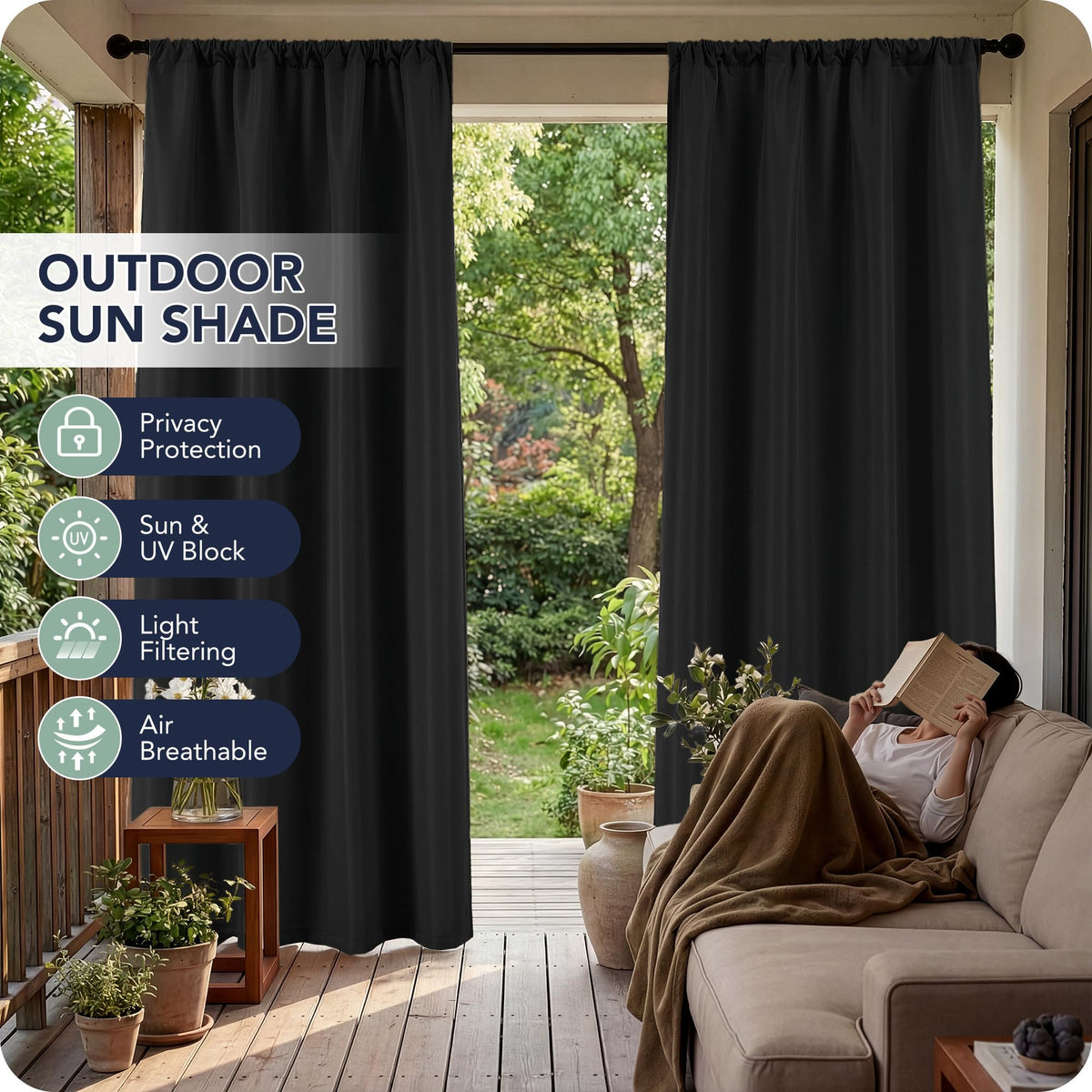 RichSets rod-pocket top detail ensures clean hanging.