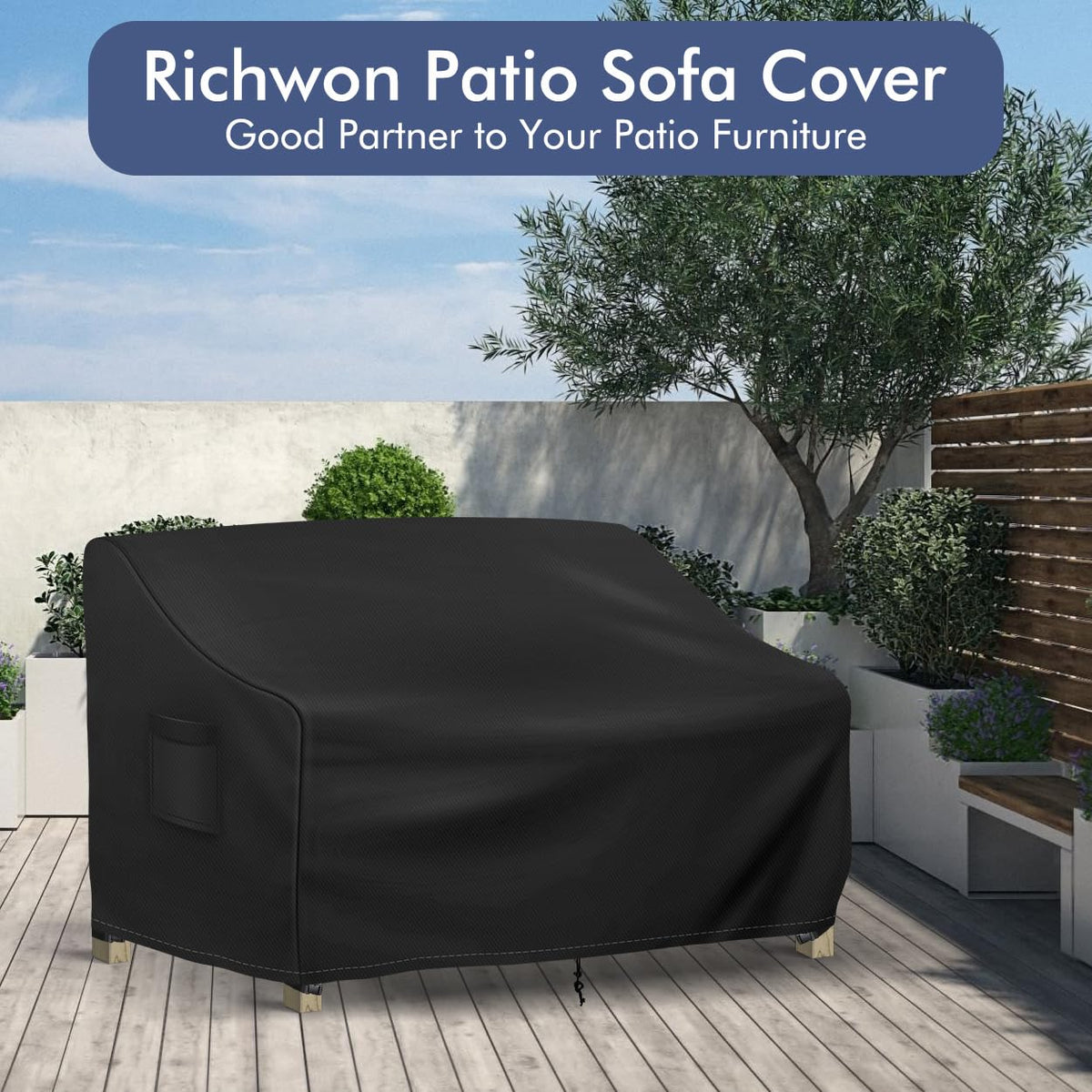 Richwon 70W x 38D x 31H cover fits most 3-seat sofas securely.