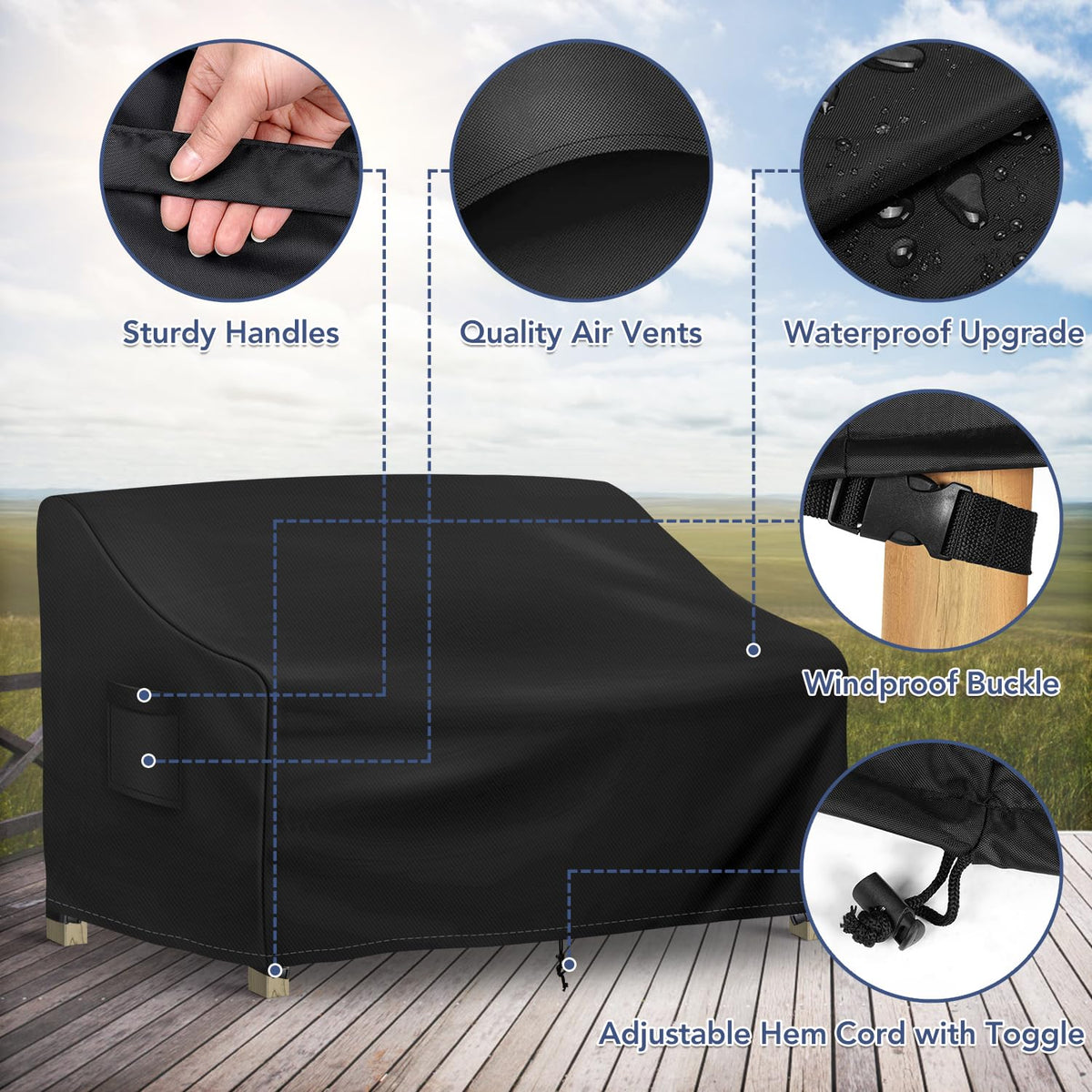 Richwon couch cover with side handles for quick removal.