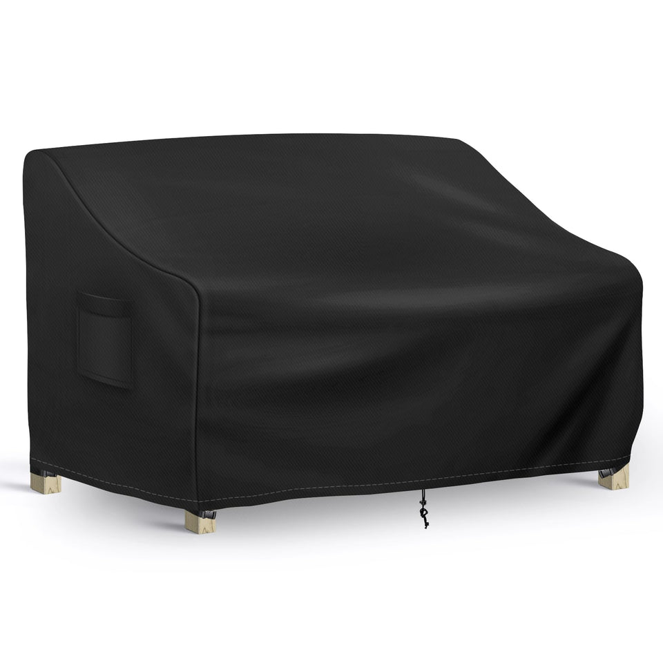 Richwon 3-seater outdoor couch cover protects a sofa from rain and dust.