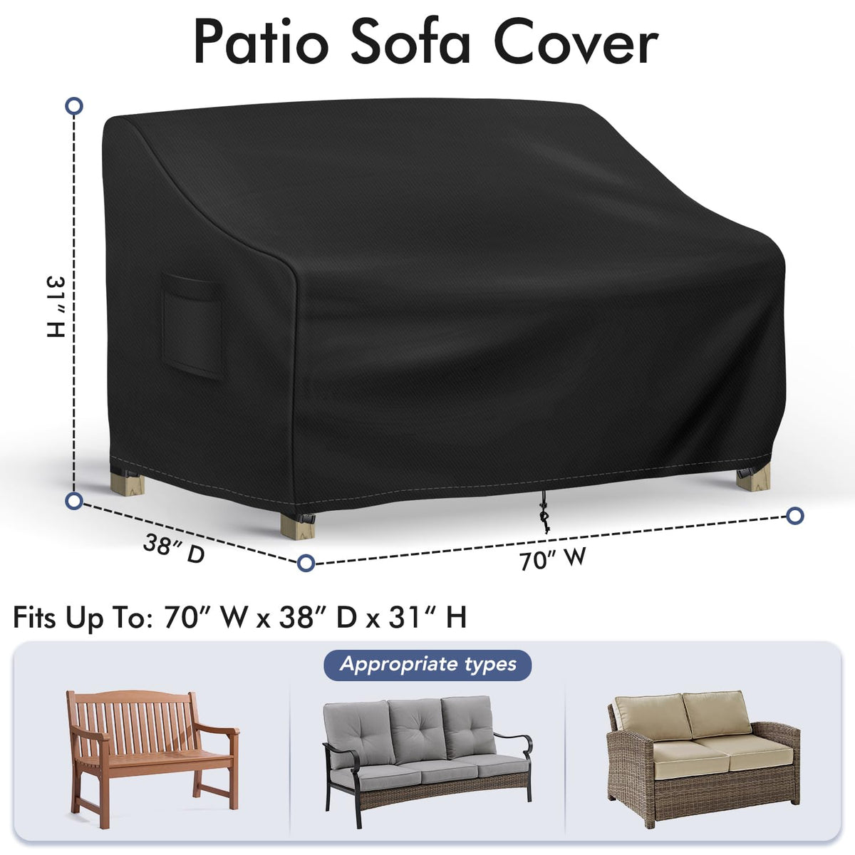 Richwon waterproof Oxford fabric cover shields patio furniture from heavy weather.
