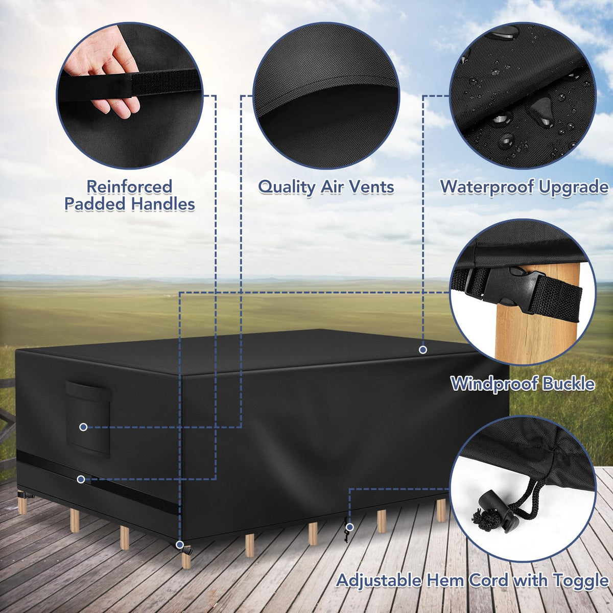 Richwon cover features breathable air vents to reduce moisture buildup.