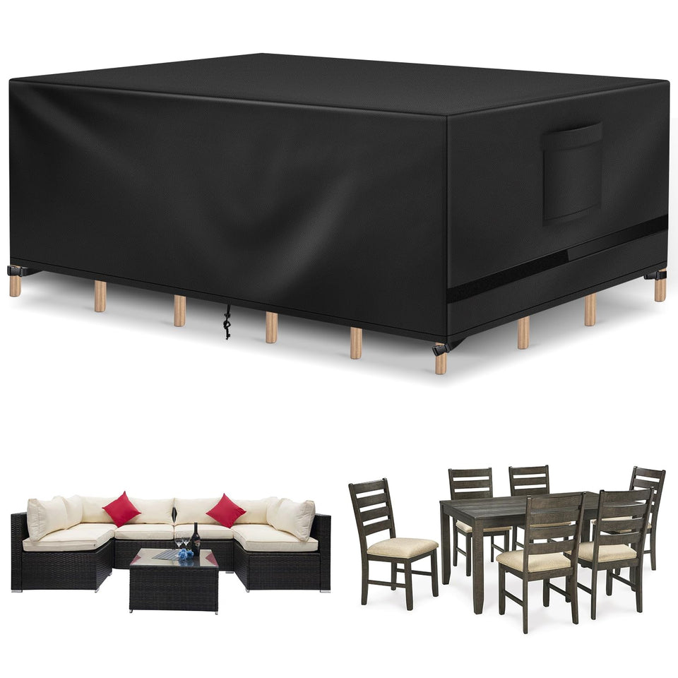 Richwon patio cover for waterproof rectangle protects outdoor furniture from rain and sun.
