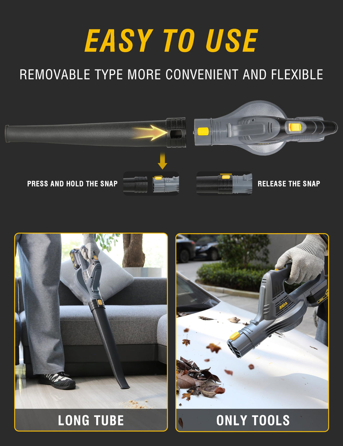 RIDA compact kit with attachments for quick setup