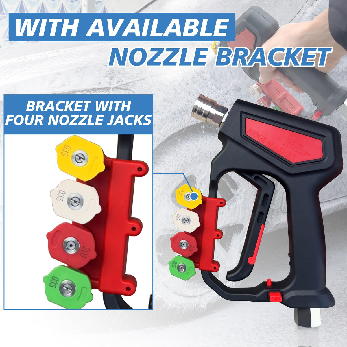 RIDGE WASHER 360-degree swivel design prevents hose tangling during cleaning