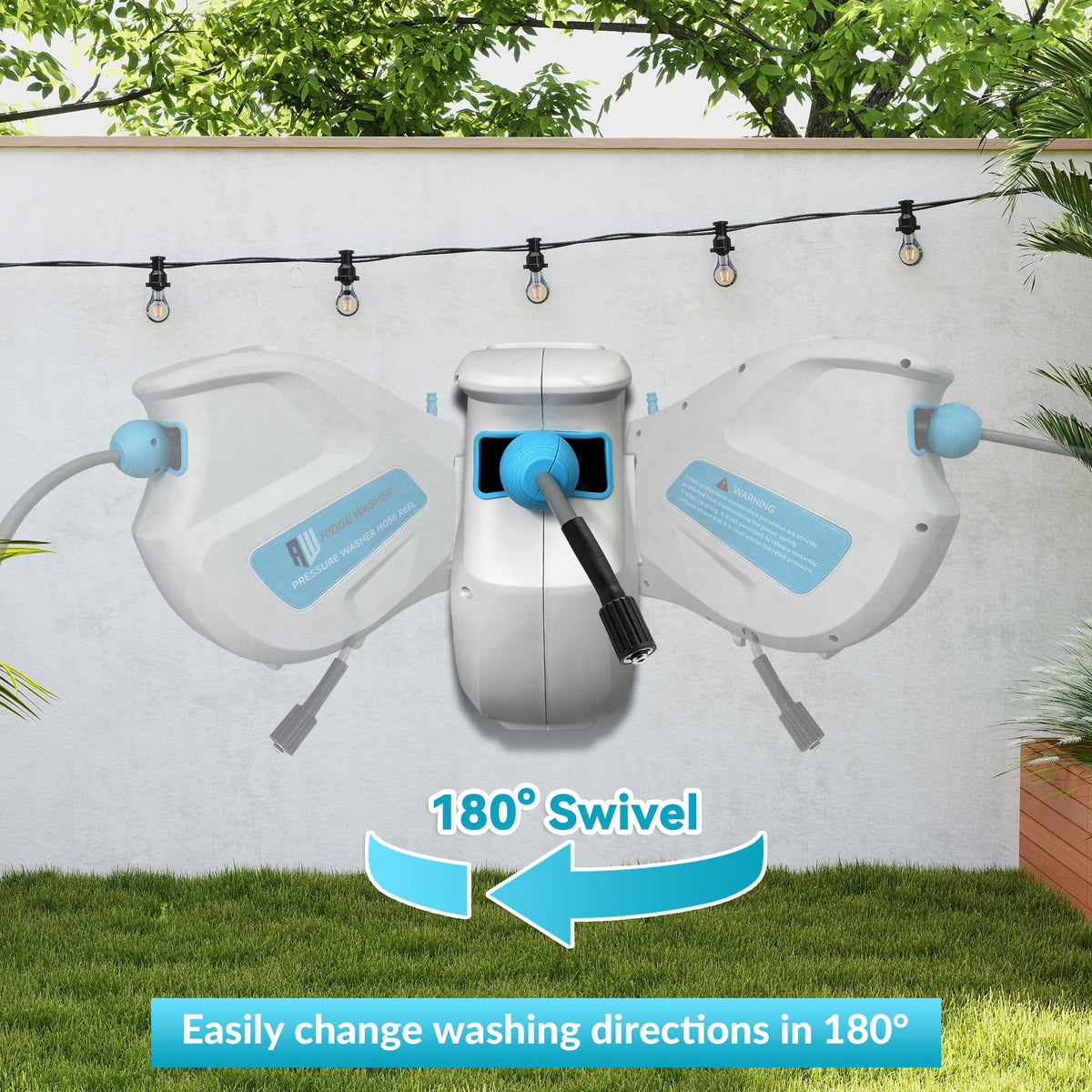 RIDGE WASHER 3600psi reel demonstrates high-pressure capability for tough grime