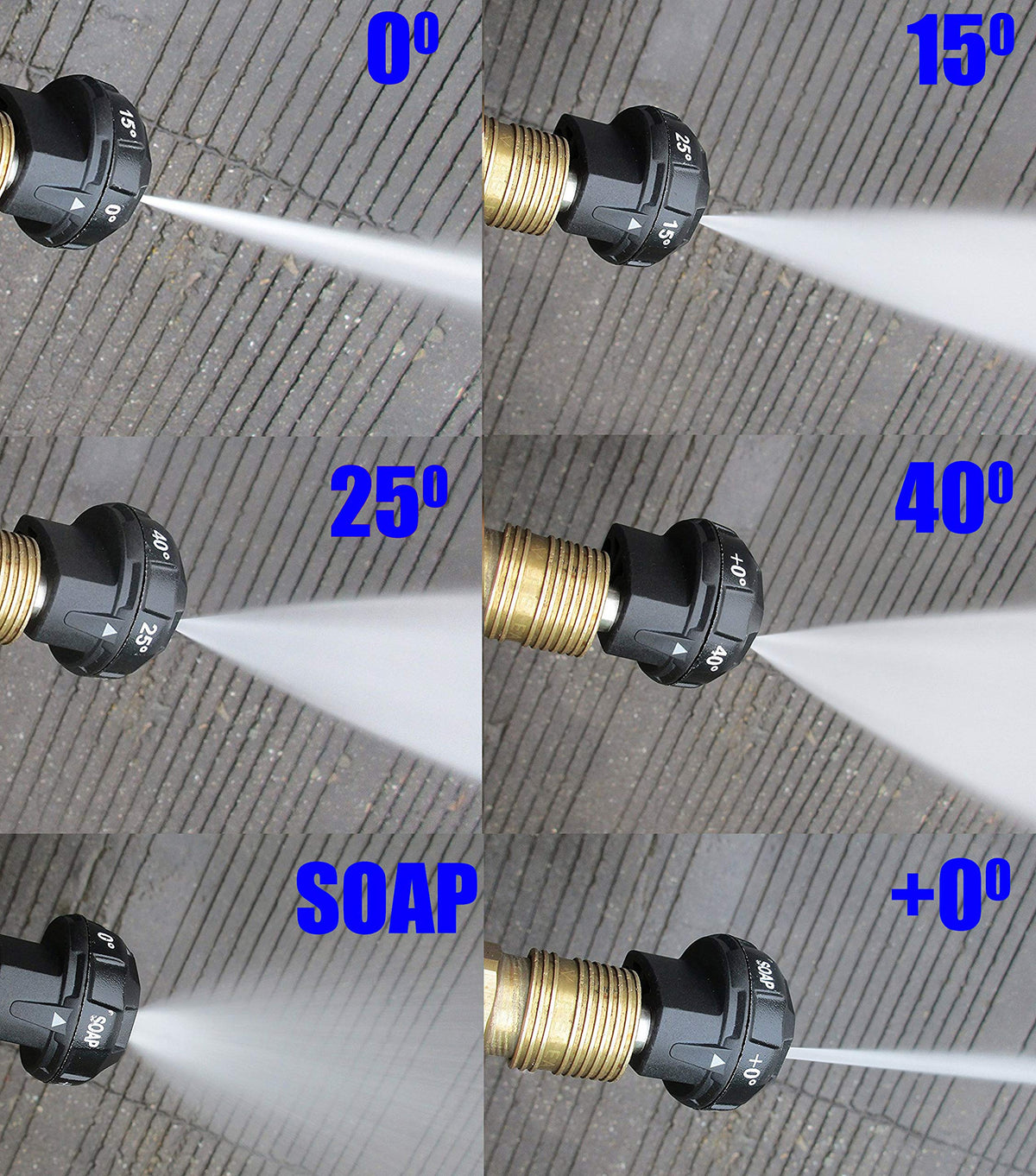 RIDGE WASHER 6-in-1 nozzle with soap setting for detergent application