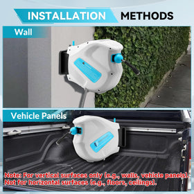 RIDGE WASHER auto-rewind reel keeps hose organized and tangle-free during use