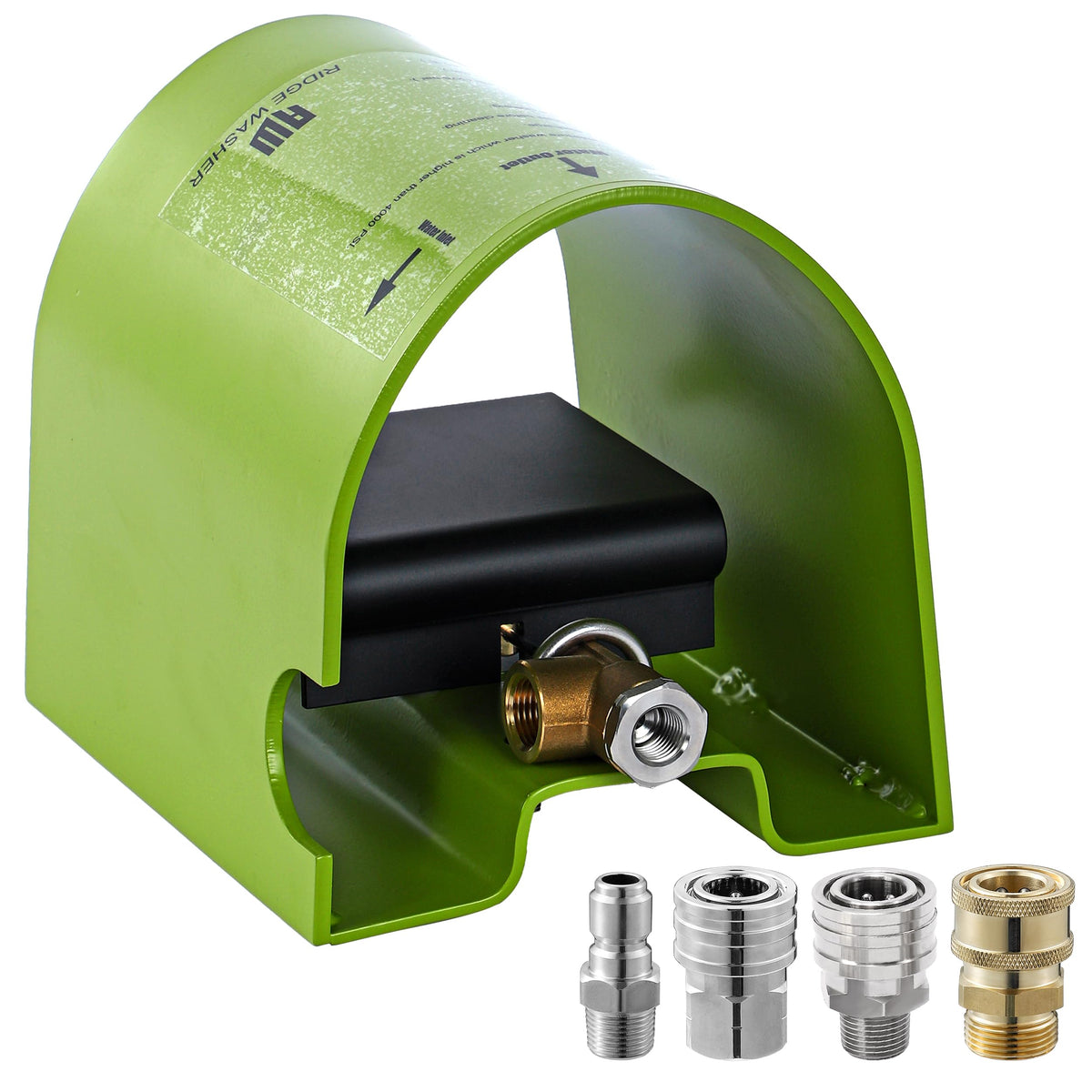 RIDGE WASHER foot valve with sewer jetter kit enabling hands-free operation.