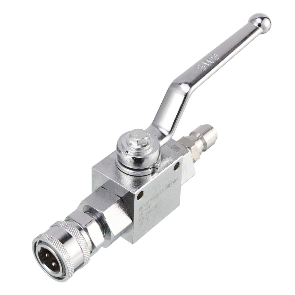 RIDGE WASHER high-pressure ball valve kit front view showing compact setup and build quality