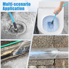 RIDGE WASHER rotating nozzle provides even jetting for thorough drain flushing.