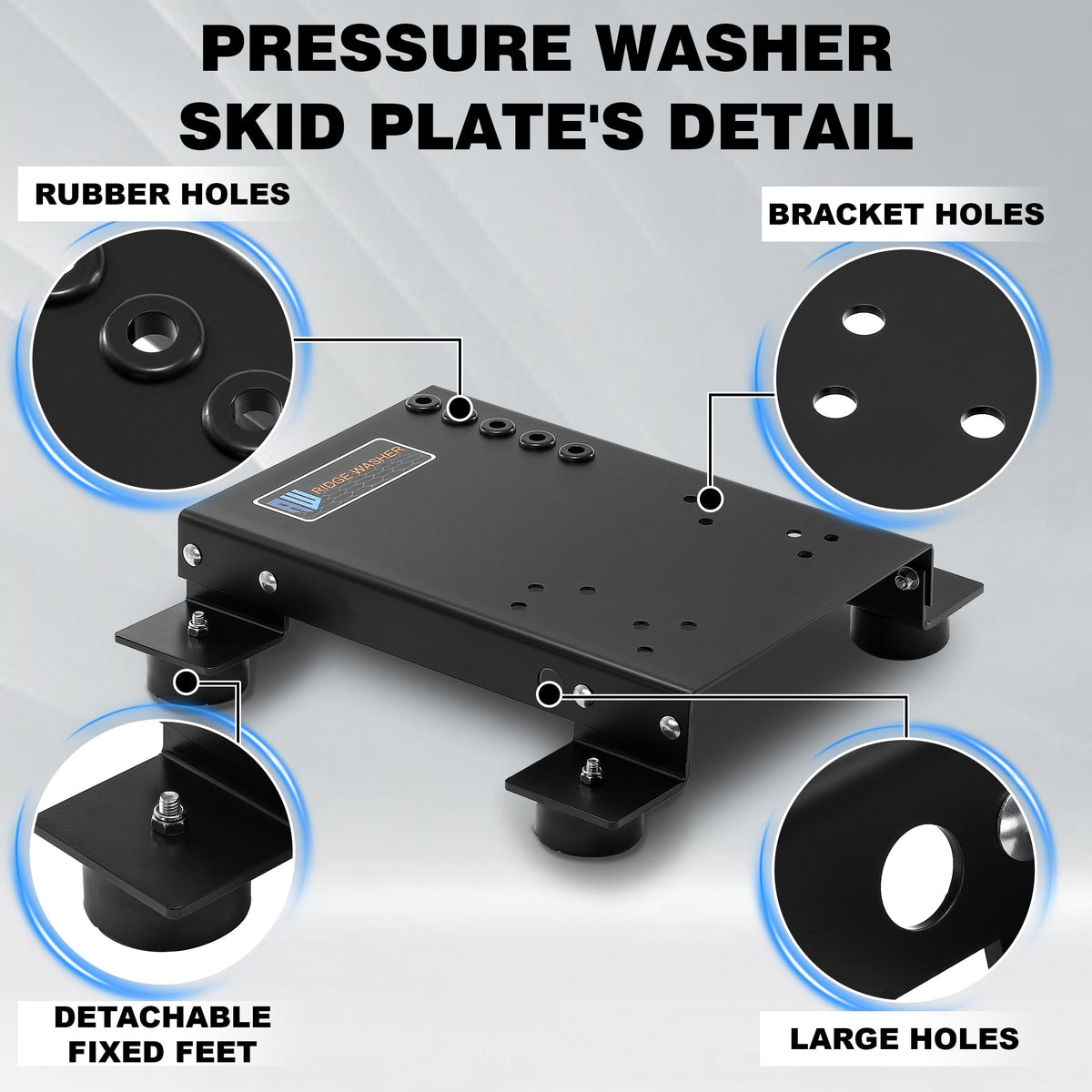 RIDGE WASHER skid plate demonstrates broad compatibility with multiple machines.