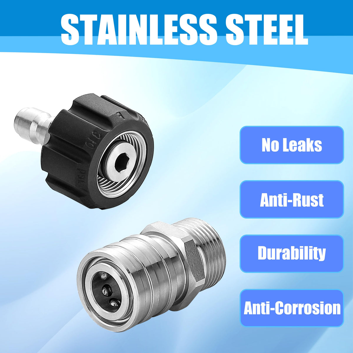 RIDGE WASHER stainless steel pressure washer adapter for tough cleaning jobs.
