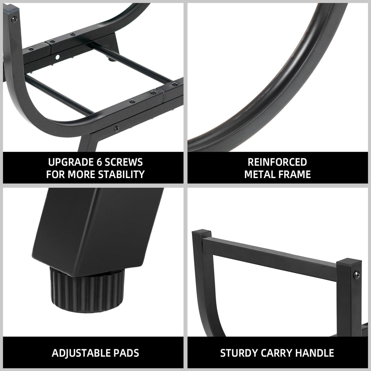 RIDGEPOLE four adjustable support pads stabilize the rack on uneven ground.