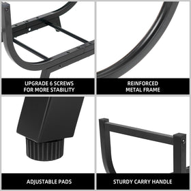 RIDGEPOLE four adjustable support pads stabilize the rack on uneven ground.