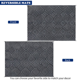 Ridota reversible mats Diamond Black Grey pattern side adds stylish patio decor and sun resistance