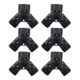 Rierdge 2-way hose adapter enables splitting water to two hoses for efficient garden watering.