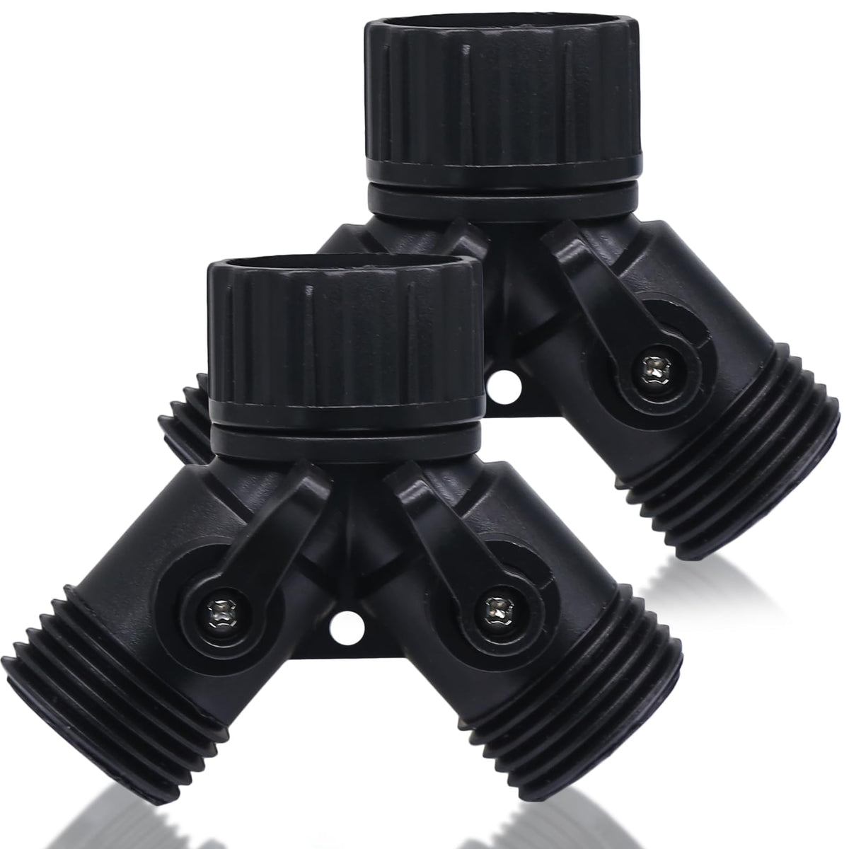 Rierdge 2-way hose splitter with three-quarter inch fitting for versatile watering.