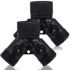 Rierdge 2-way hose splitter with three-quarter inch fitting for versatile watering.
