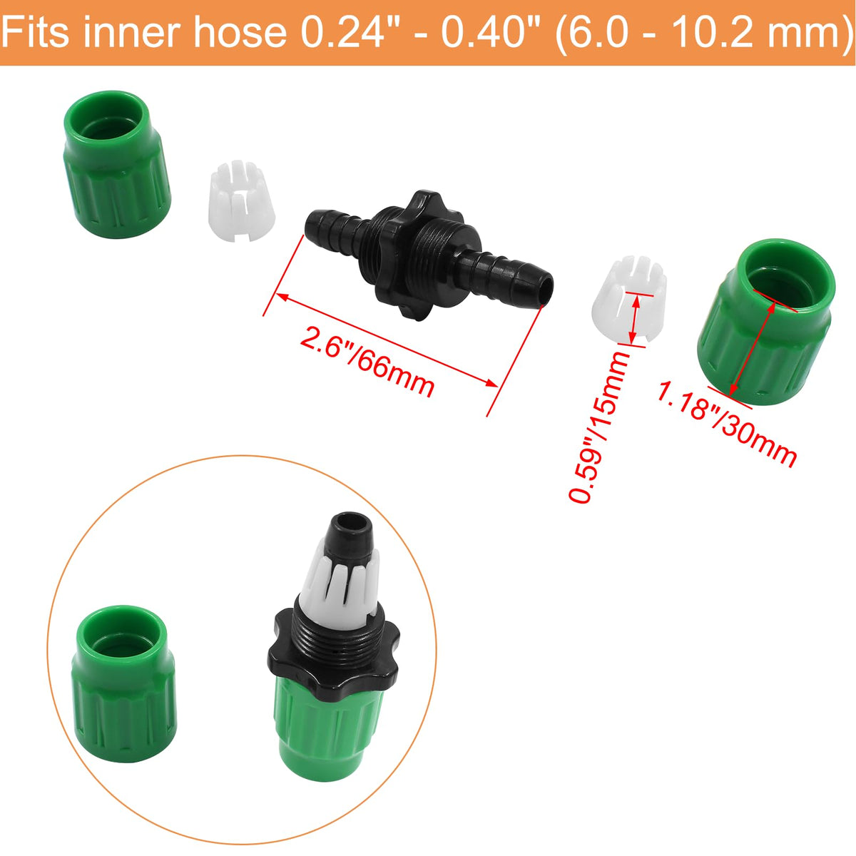 Rierdge dual-channel connectors join hoses securely for 3/4-inch or 5/8-inch expansion