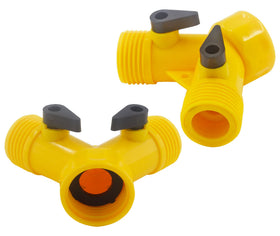 Rierdge dual-valve outlet showing easy flow control for different garden areas.