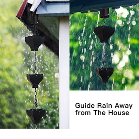 Rifachua rain chain with gutter adapter adds decorative curb appeal and reduces splash