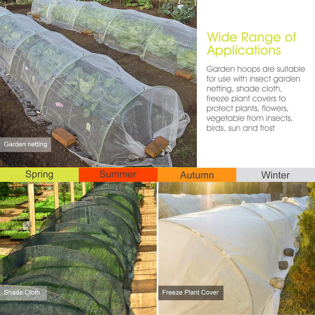 RIFNY plastic clips secure row covers to protective arches.