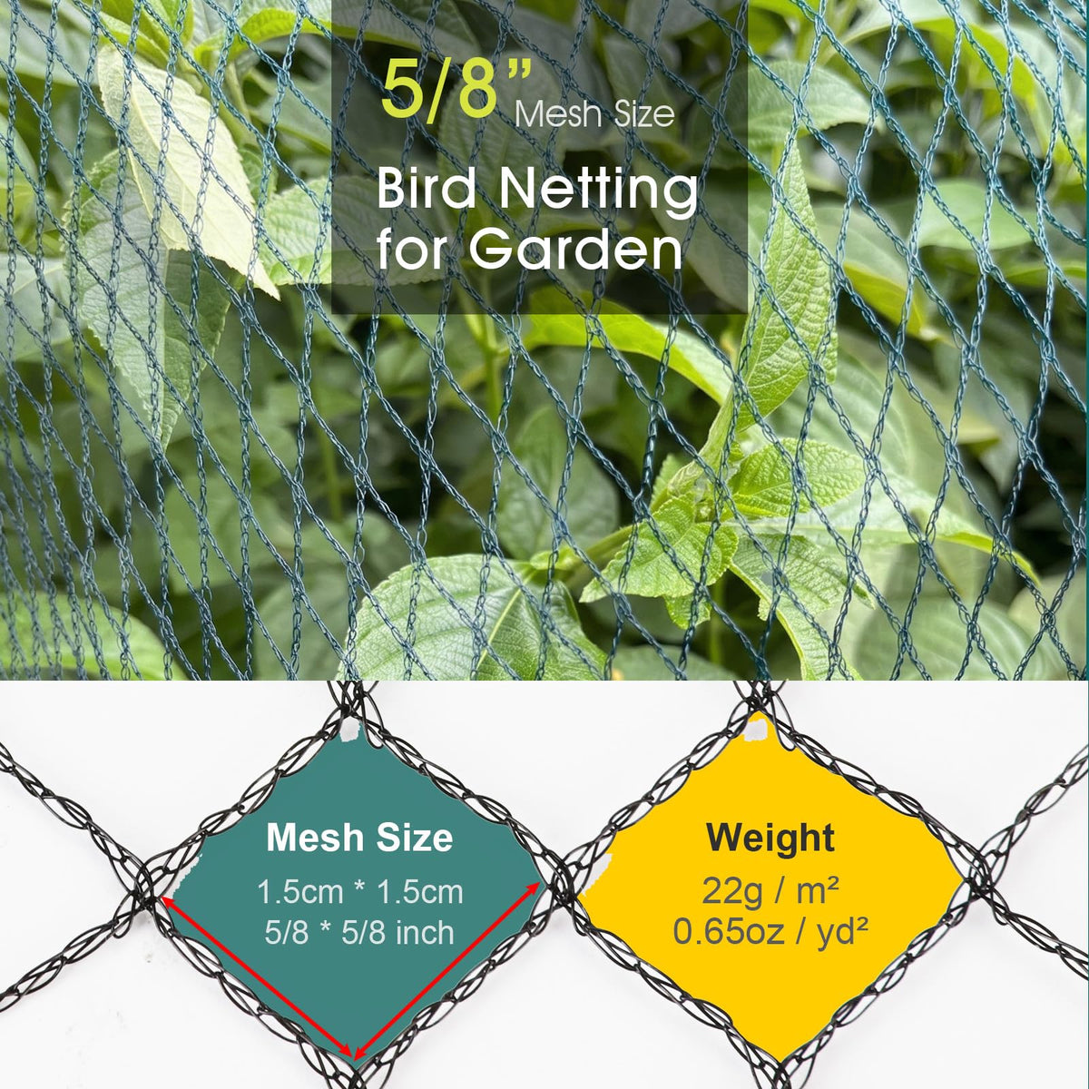 RIFNY Heavy duty netting shields crops in sunny garden