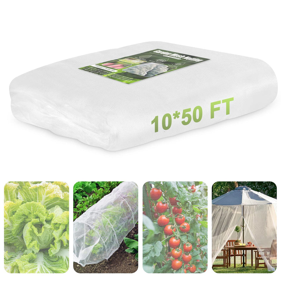 RIFNY garden netting 10x50 ft protecting crops while letting sun and air through